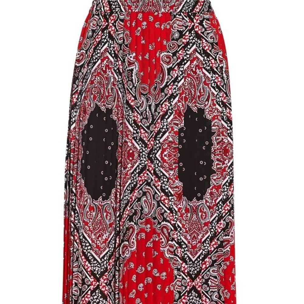 Michael Kors Bandana Print Crepe Maxi Skirt Red M y2k